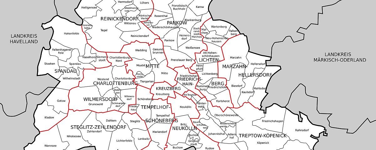 Ortsteile von Berlin auf einer Karte