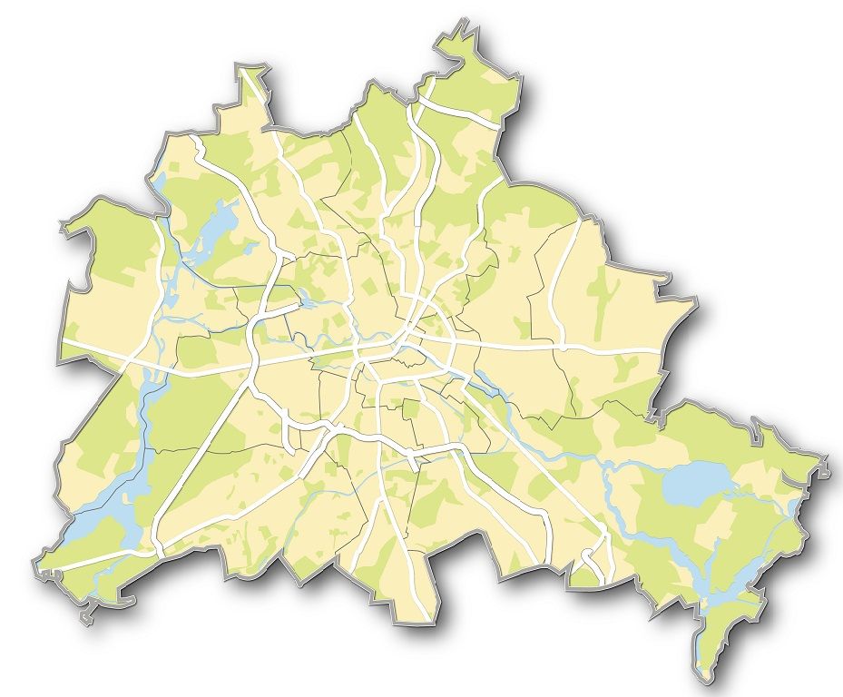 Berliner Stadtplan mit Wasser und Grünflächen