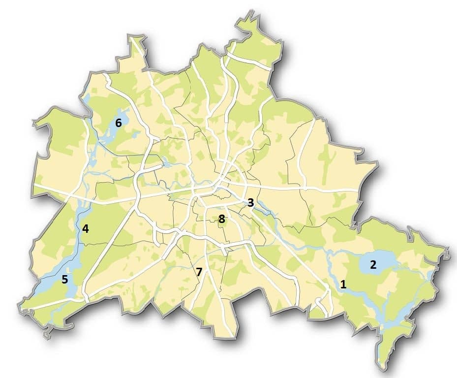 Fluss durch Berlin auf einer Karte