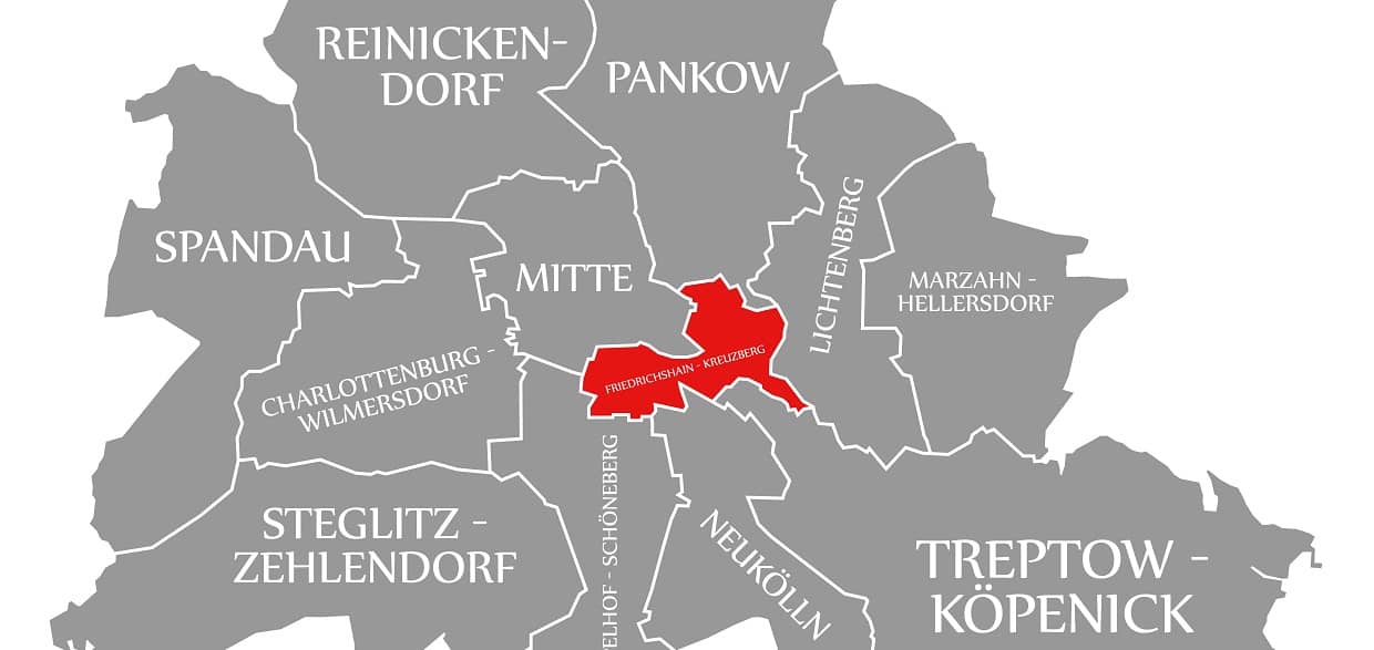 Karte zeigt Bezirke in Berlin