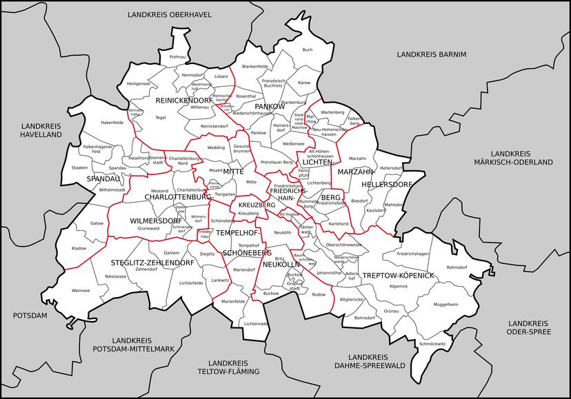 Stadtplan Berlin mit 96 Ortsteile