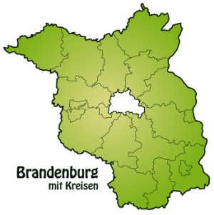 Karte mit den Landkreisen in Brandenburg