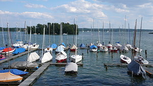 Ein Hafen in Bad Saarow am Scharmützelsee